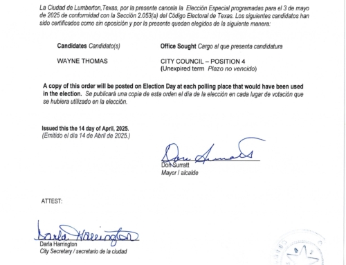 Order of Cancellation – Special Election
